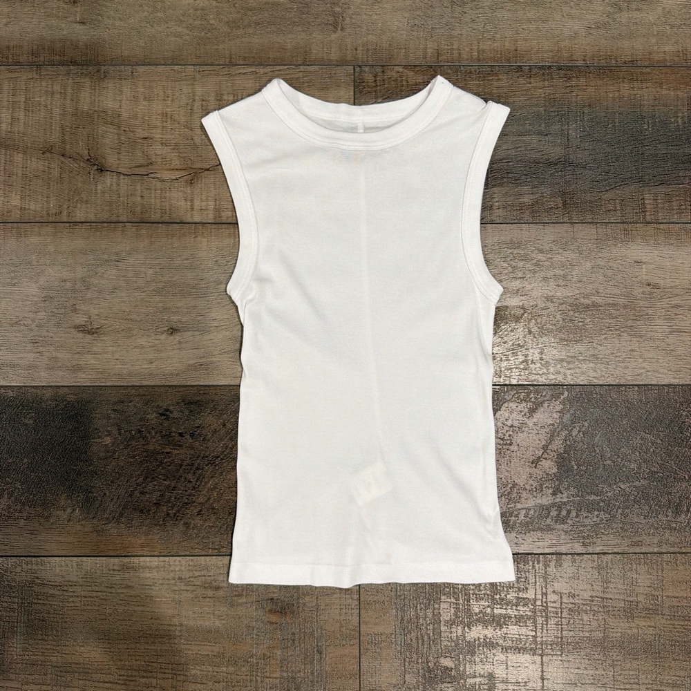 Enza Costa supima cotton sleeveless tee in white - Picture 2 of 6